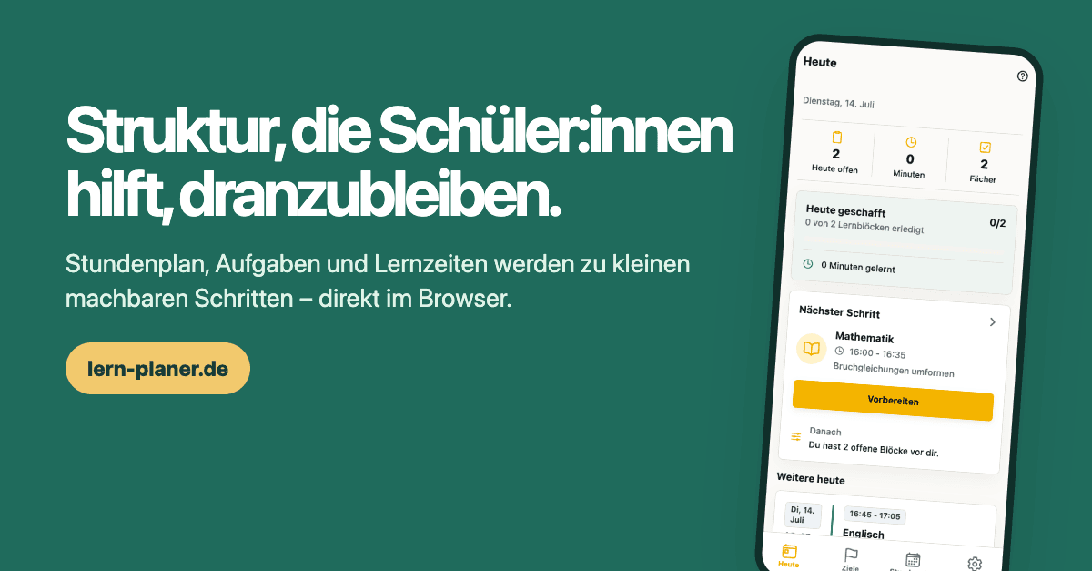 Weniger Schulstress durch kleine Schritte: So hilft Lern-Planer im Alltag